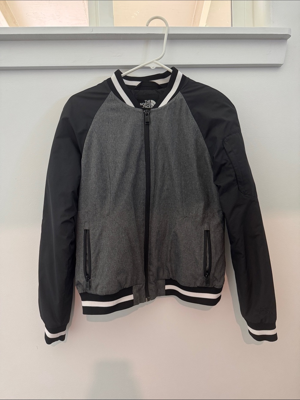 The North Face Women Black & Gray Bomber Varsity Jacket